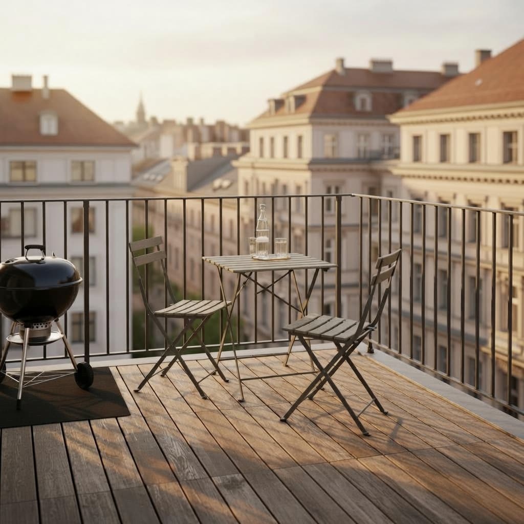 Leerer Balkon bereit zum Bepflanzen